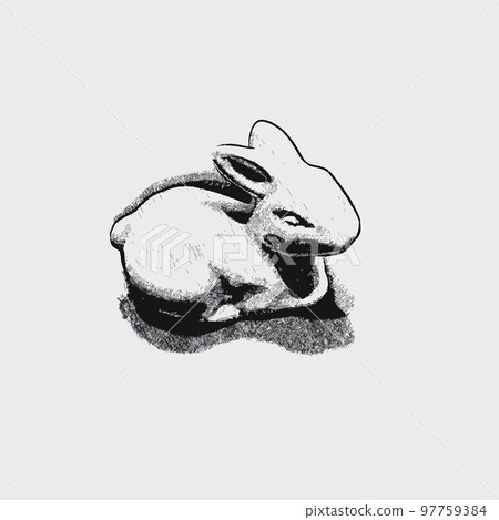 Easter Rabbit glass figure cross-hatch sketch illustration Easter Rabbit glass figure cross-hatch sketch illustration 97759384