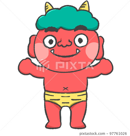 Setsubun illustration Red ogre smiling 97761026