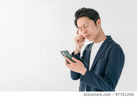 Smartphone thinking man Smartphone thinking man 97761208