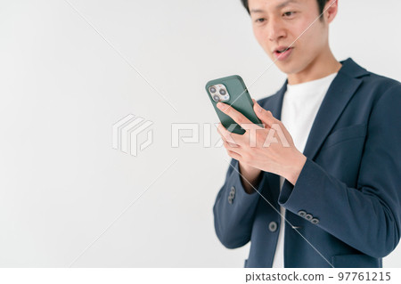 Smartphone thinking man Smartphone thinking man 97761215