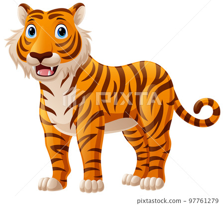 Cute tiger cartoon on white background 97761279