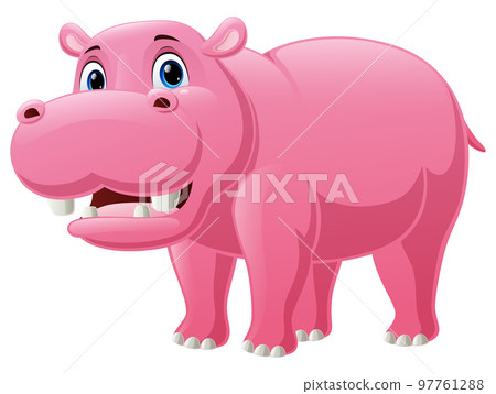 Cute hippo cartoon on white background 97761288