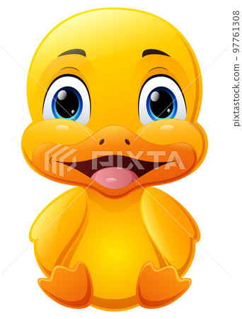 Cute baby duck cartoon sitting Cute baby duck cartoon sitting 97761308