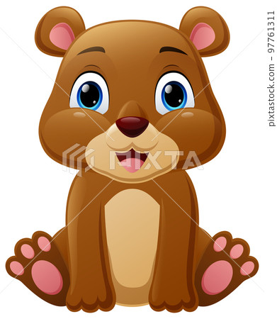 Cute little bear cartoon sitting 97761311