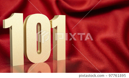 gold number 101 on red silk for business concept gold number 101 on red silk for business concept 97761895