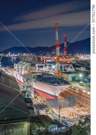 Kure City, Hiroshima Prefecture, Japan, Surface Combat Ship, Aircraft Carrier, Submarine, Destroyer, Night View, Cityscape, Townscape, Seto Inland Sea, Date, Sightseeing 97762796