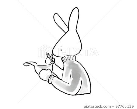 兔子含淚啜飲美味的烏冬面 兔子含淚啜飲美味的烏冬面 97763139