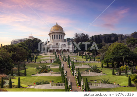 Bahai Gardens in Haifa, Israel. Tourist Attraction Bahai Gardens in Haifa, Israel. Tourist Attraction 97763339