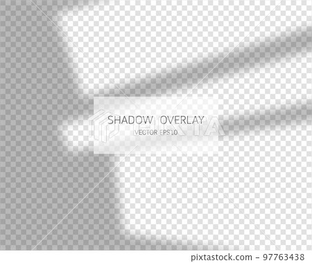 Shadow overlay effect. Natural shadows from window isolated on transparent background. Vector illustration.  97763438