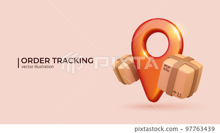3D Online delivery tracking concept. Vector illustration 3D Online delivery tracking concept. Vector illustration 97763439