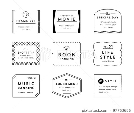 A set of simple frames and borders fashionable decoration decoration line title headline label template 97763696