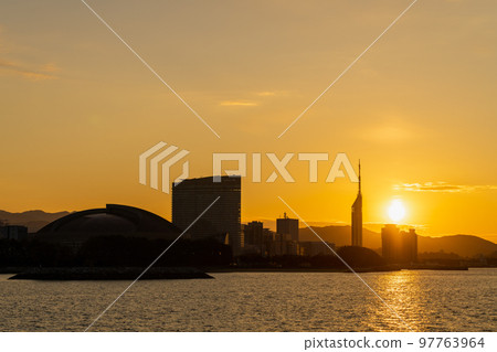 《Fukuoka Prefecture》 Night view in the direction of PayPay Dome and Fukuoka Tower 《Fukuoka Prefecture》 Night view in the direction of PayPay Dome and Fukuoka Tower 97763964