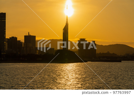 《Fukuoka Prefecture》 Night view in the direction of PayPay Dome and Fukuoka Tower 97763997