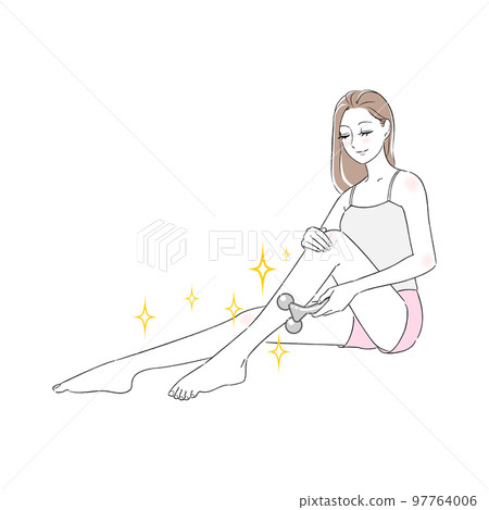 Woman's legs, facial massager, beautiful legs, beautiful woman, smile, skin trouble 97764006