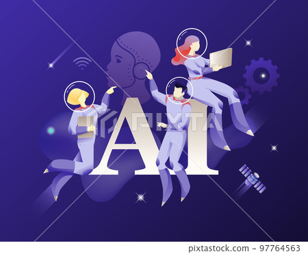 AI Word and Astronauts in Spacesuits AI Word and Astronauts in Spacesuits 97764563