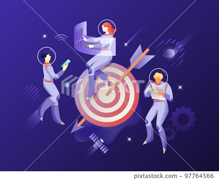 Astronauts and Target with Arrow 97764566