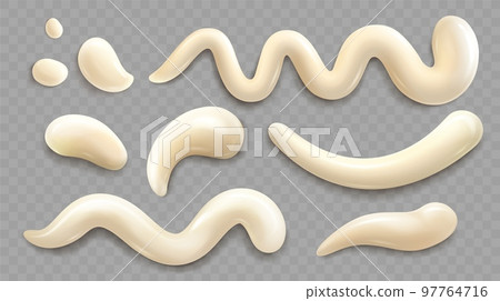 Drips of mayonnaise, cheese sauce or vanilla cream 97764716