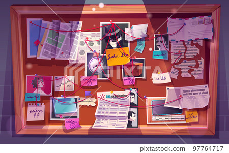Detective board for crime investigation evidence 97764717
