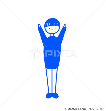 Hand-drawn illustration of a person who rejoices 97765109