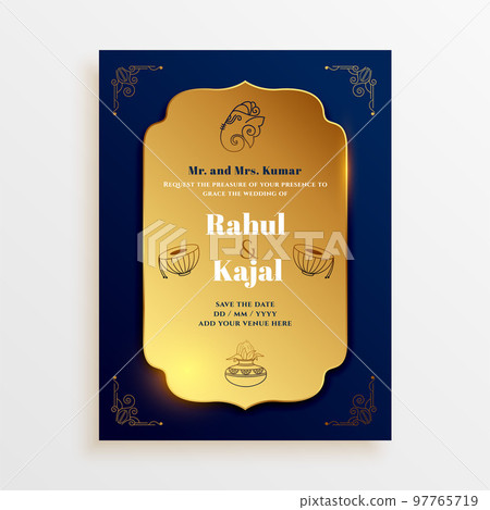 dark golden indian wedding invitation card template design dark golden indian wedding invitation card template design 97765719