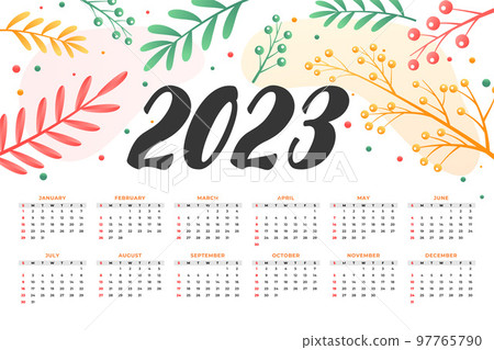2023 new year calendar design in flower style design 2023 new year calendar design in flower style design 97765790