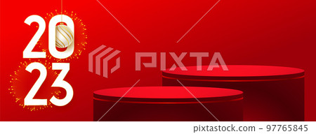 2023 new year celebration banner with 3d podium platform 2023 new year celebration banner with 3d podium platform 97765845