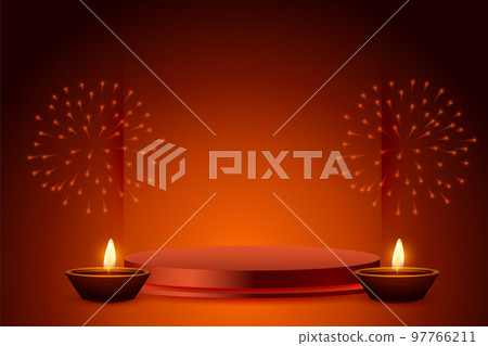 brown diwali banner with firework and 3d podium design brown diwali banner with firework and 3d podium design 97766211