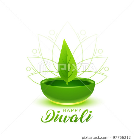 elegant green diwali occasion background with creative leaf diya elegant green diwali occasion background with creative leaf diya 97766212