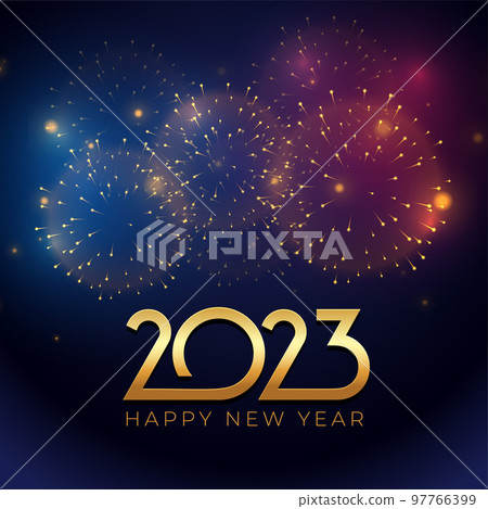 elegant new year 2023 background with glowing firework design vector illustration 97766399