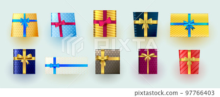 collection of colorful gift box ornaments for xmas design 97766403