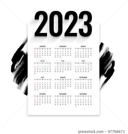 2023 annual calendar in black watercolor style 2023 annual calendar in black watercolor style 97766671