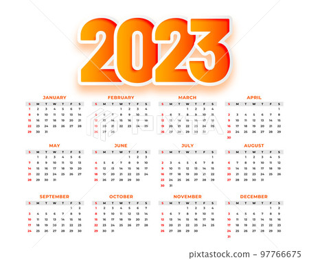 2023 annual calendar for business stationery 97766675