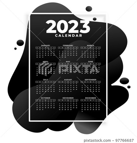 2023 black calendar in fluid style template 2023 black calendar in fluid style template 97766687
