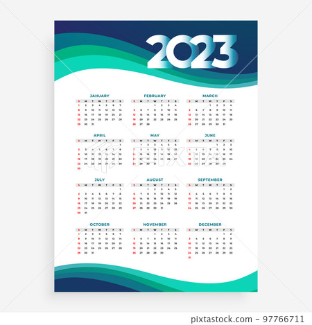 2023 desk calendar template in wave style design 2023 desk calendar template in wave style design 97766711