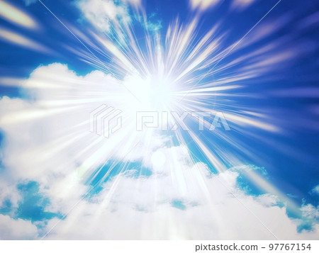 Illustration background of the sun's rays shining through the clouds Illustration background of the sun's rays shining through the clouds 97767154