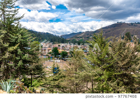 Ventanillas de Otuzco Peruvian archaeological site, cemetery in the rock 97767408