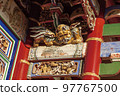 Columns and exquisite wood carvings of temple buildings in Taiwan 97767500