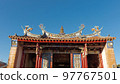Roof cornices and exquisite wood carvings of temple buildings in Taiwan 97767501