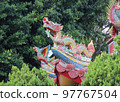 Chinese style temple building roof dragon statue 97767504