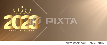 royal 2023 new year greeting banner with golden crown 97767807