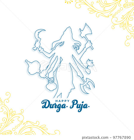 line style durga puja indian festival celebration background vector illustration 97767890