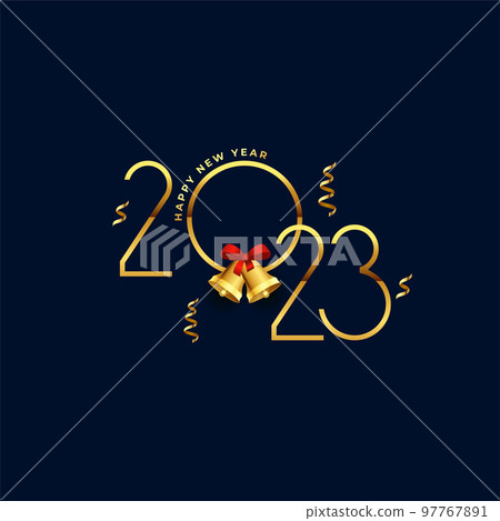 new year wishes card with 2023 lettering and christmas bell design vector illustration 97767891