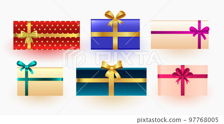 set of isolated present box wrapped in colorful paper for christmas design set of isolated present box wrapped in colorful paper for christmas design 97768005