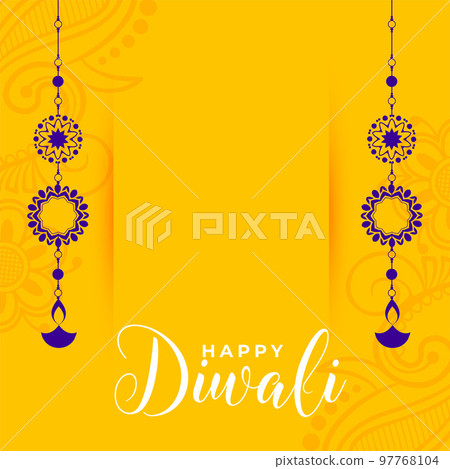 happy diwali poster with lantern in decorative style vector illustration 97768104