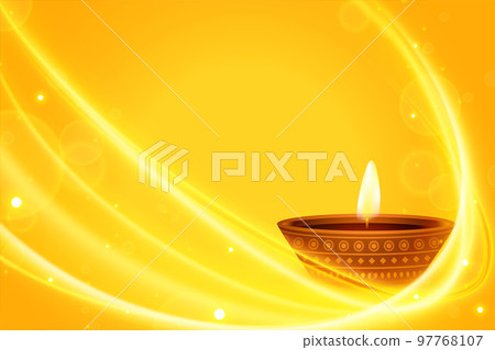 shinny happy diwali template with text space in yellow background 97768107