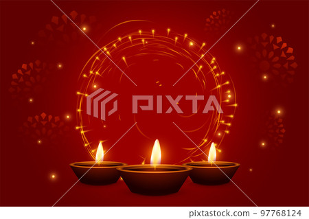 shinny shubh diwali template with glowing diya in red background shinny shubh diwali template with glowing diya in red background 97768124