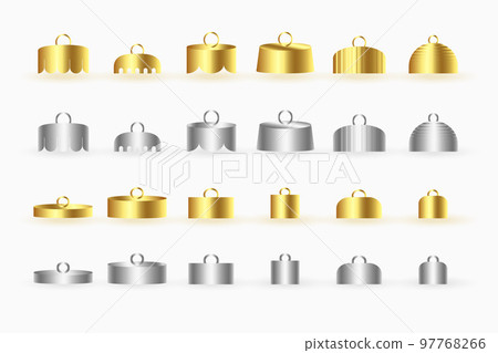 pack of golden and grey tops elements for christmas design vector illustration 97768266