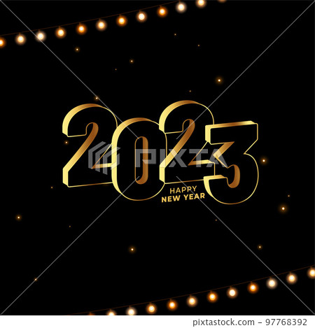 happy new year black background with 2023 text in 3d design vector illustration happy new year black background with 2023 text in 3d design vector illustration 97768392