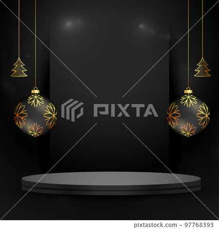 merry xmas festive concept with 3d podium and bauble design merry xmas festive concept with 3d podium and bauble design 97768393