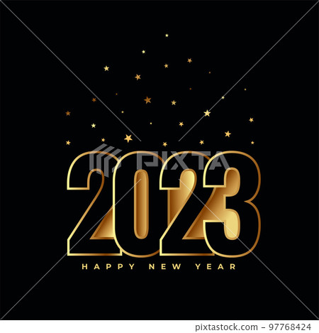 happy new year black background with 2023 text in 3d style happy new year black background with 2023 text in 3d style 97768424